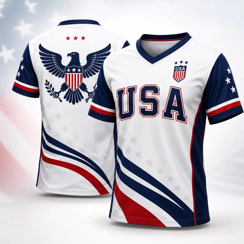 Outdoor Sport Usa - Maillot d'entraînement graphique USA Eagle pour